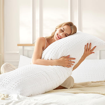 100% Coton Waffle Weave Body Pillow Pillowcase 1 Pack, Ultra Soft Body Pillow Cover, Breathable & Skin-Friendly Long