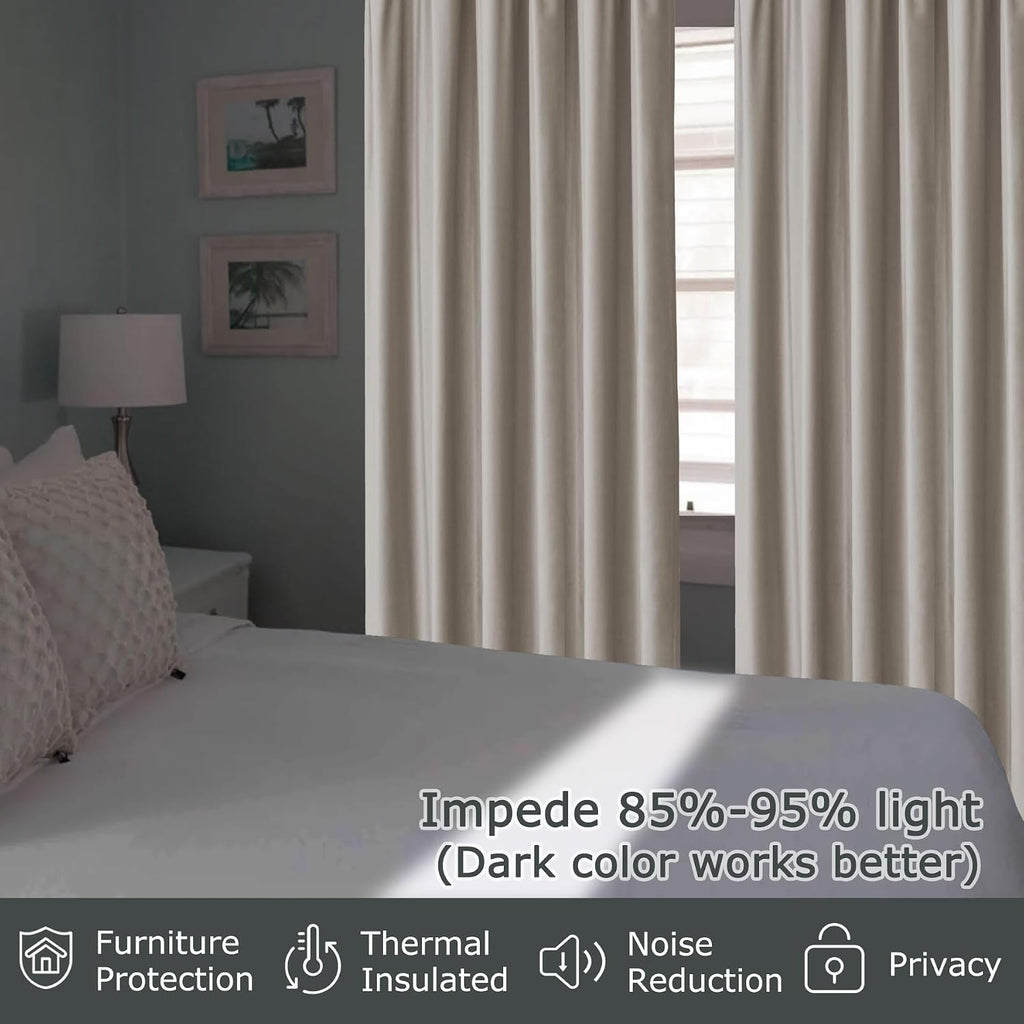 Blackout Curtains (Set of 2 Panels) Pinch Pleated Drapes Velvet Drapes for French Door Thermal Insulated Curtain for Living Room
