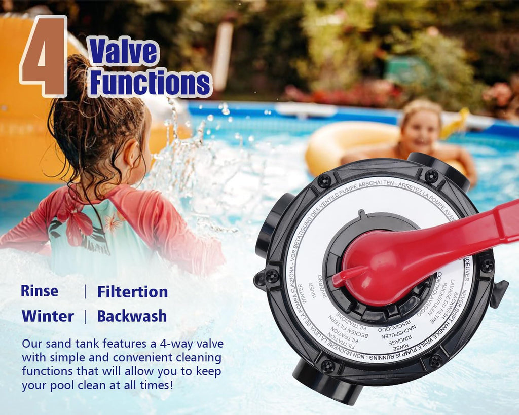 10-inch Sand Filter Pump System for Above Ground Pools, 0.25HP 115V Pool Sand Filter with 4-Way Valve