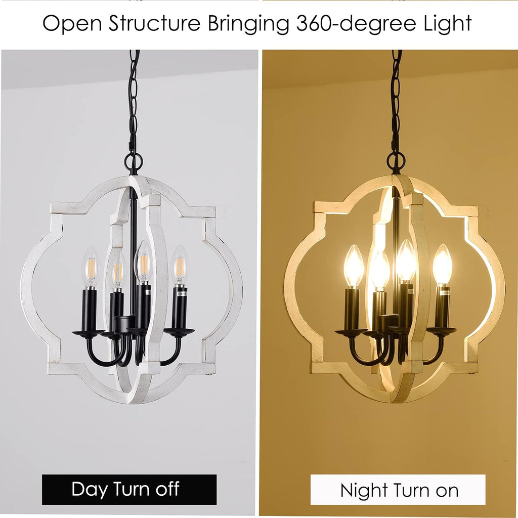 Plug in Chandelier with 16.4ft Cord,Plug in Pendant Light,Orb Wood Farmhouse Light fixtures