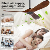 Inspired Maverick Style 42 Inch Modern Wood Ceiling Fan, 3 Blades, Dark Walnut & Black, Remote Control, Reversible DC Motor, 6 Speeds, Timer Setting, Indoor/Outdoor A101-B0C613693B