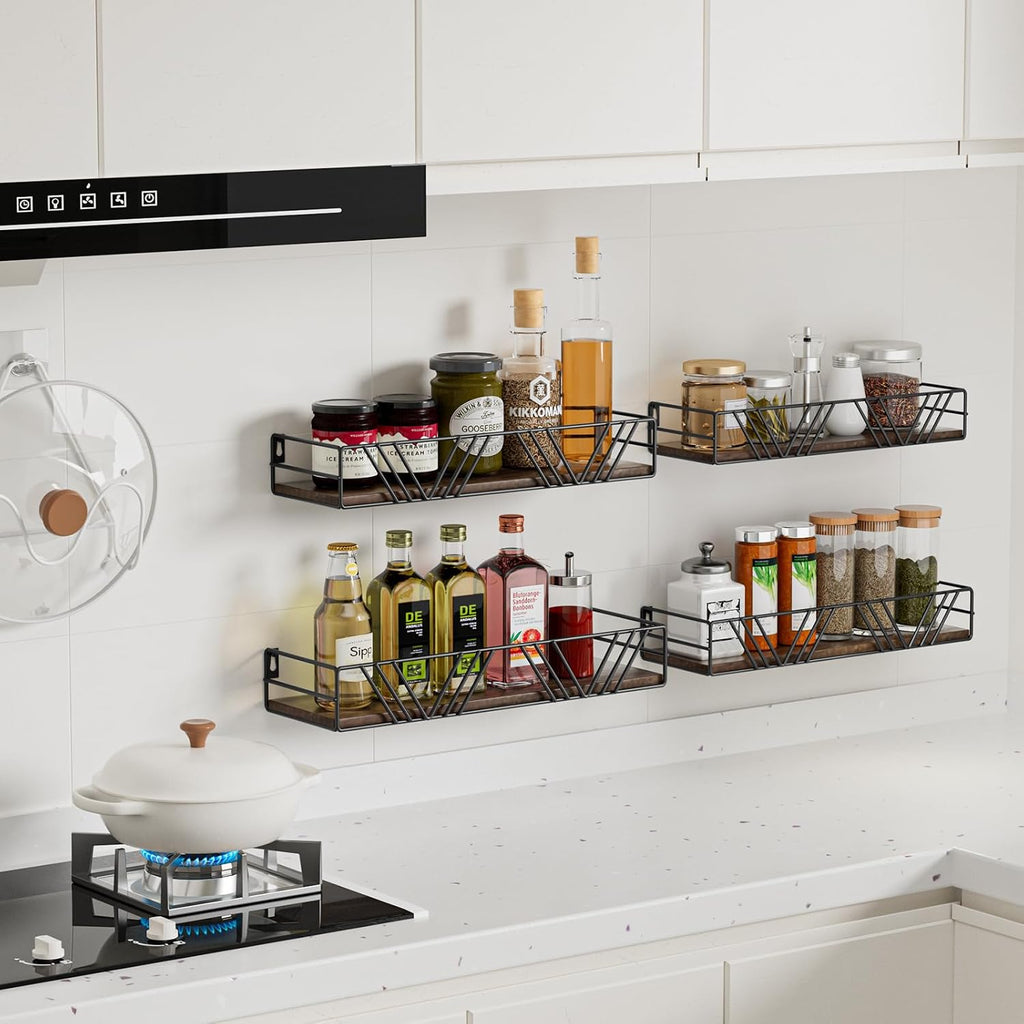 Floating Shelves for Wall Set of 4, Wall Shelf Wood Floating Shelf | Different Sizes Mounted Wall Shelves , Farmhouse