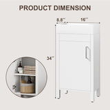 16" Bathroom Vanity with Sink, Freestanding Wooden Bathroom Vanity Cabinet with Soft-Closing Door and Metal Handle, Modern Floor Standing Storage for Small Spaces，White