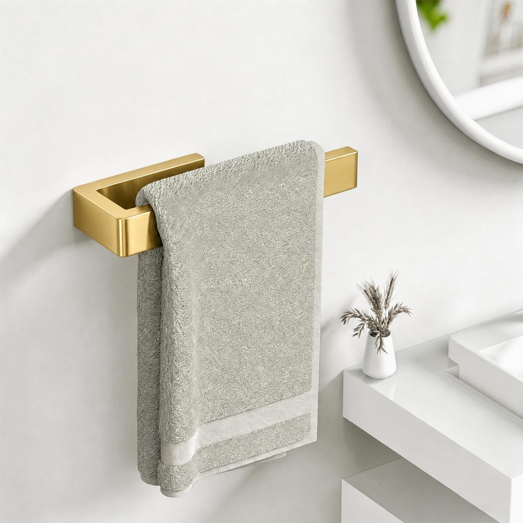 Gold Drill-Mounted Towel Holder for Wall, U Shaped, 1 Pack