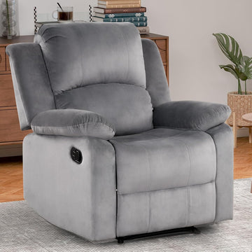 Classic Manual Recliner Chair, Soft Microfiber Recliner Sofa with Overstuffed Arms and Back Single Reclining Couch