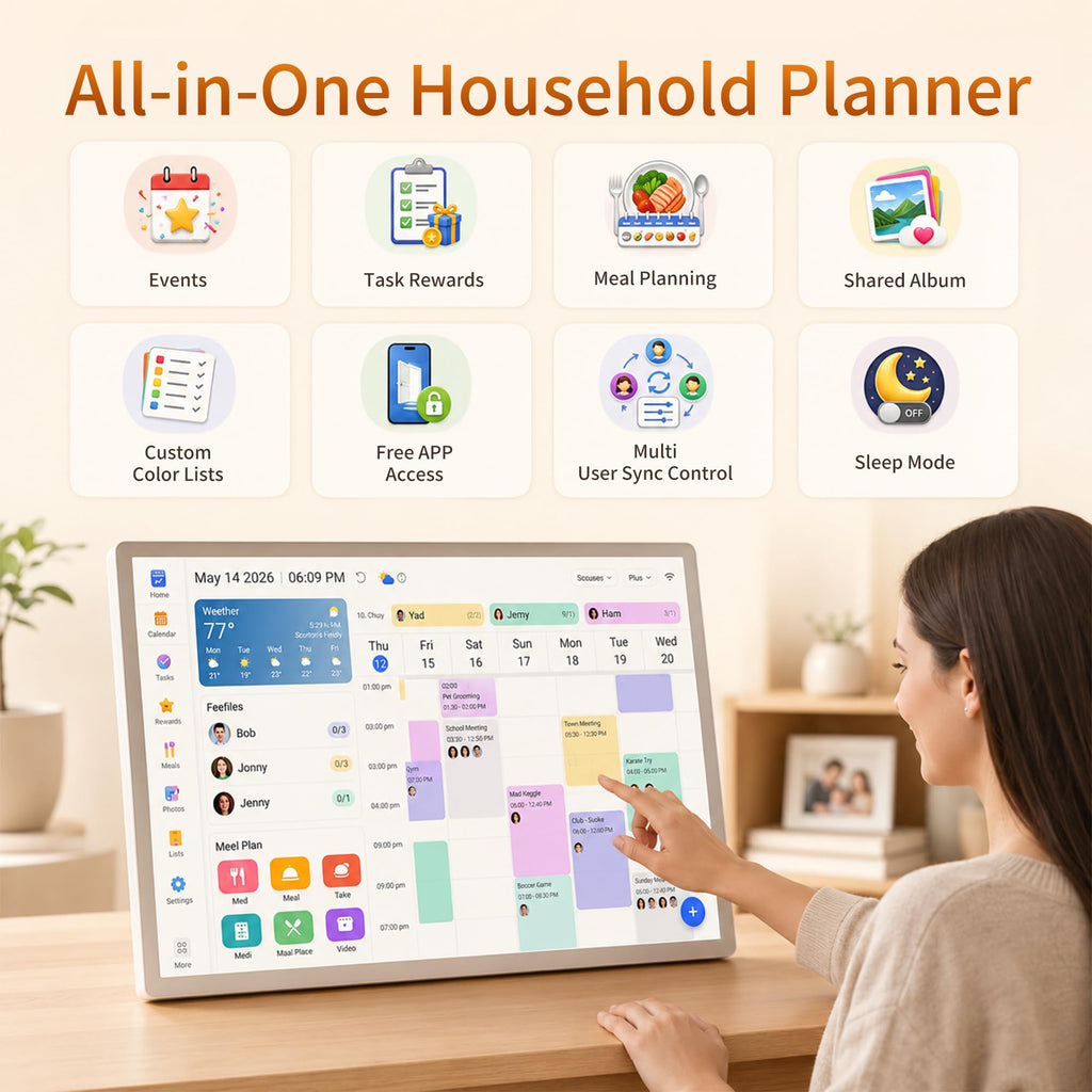 24-inch Smart Digital Calendar Touch-Screen-Whiteboard - Interactive Electronic eCalendar Whiteboard for Chore Chart