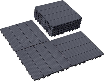 Plastic Interlocking Deck Tiles 9 PCS, All-Weather Outdoor Patio Flooring Tiles for Indoor, Balcony, Porch, Backyard