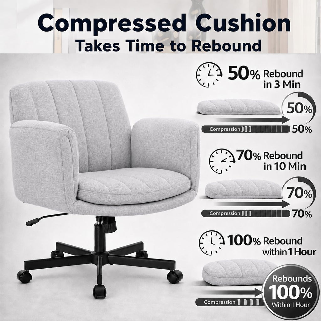 Criss Cross with Wheels and Arms, Vanity Chair with Back, Comfy Swivel Cross Legged Office Chairs for Ultimate