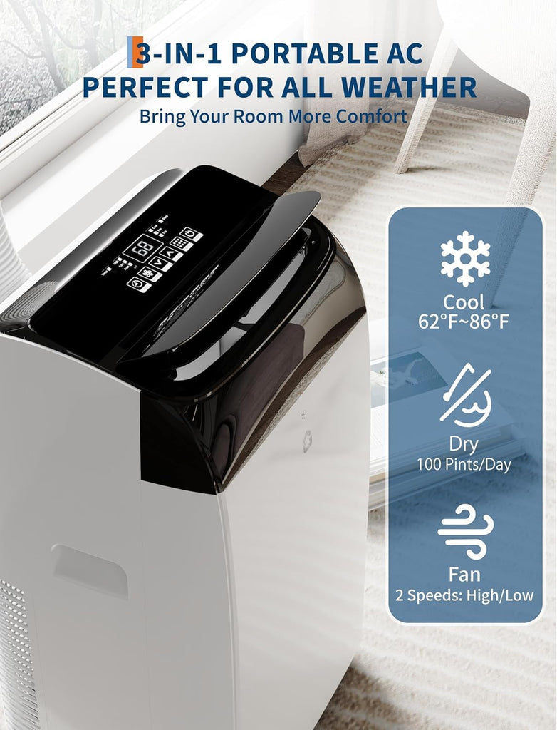 14000 BTU Portable Air Conditioners - Large 3 in-1 Standing AC Unit Cooling Up to 750 Sq.Ft