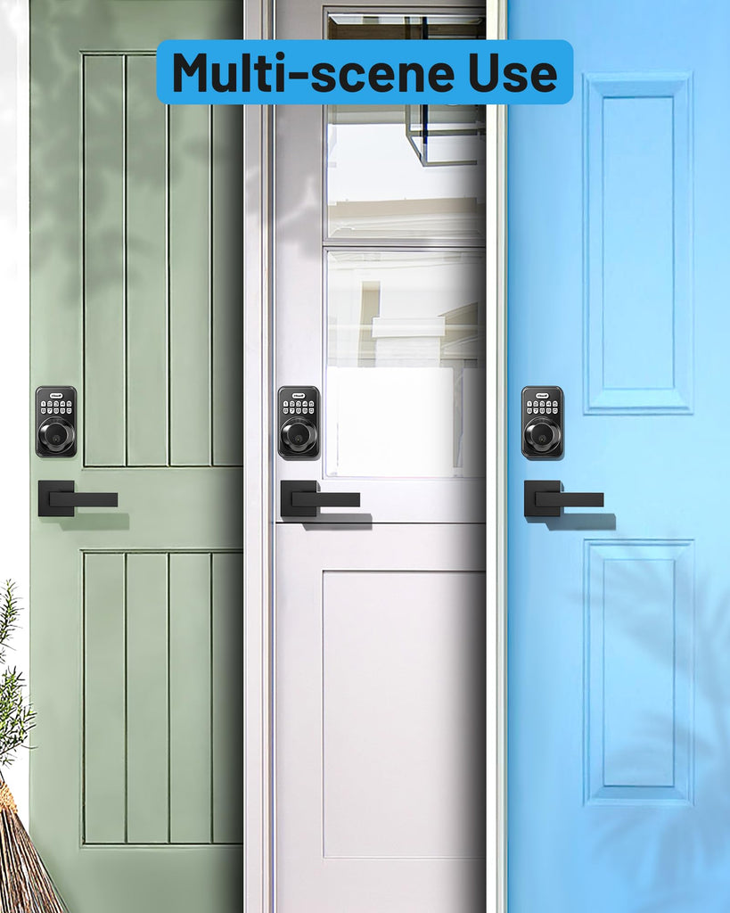 Keyless Entry Keypad Deadbolt Lock with Handles, Matte Black