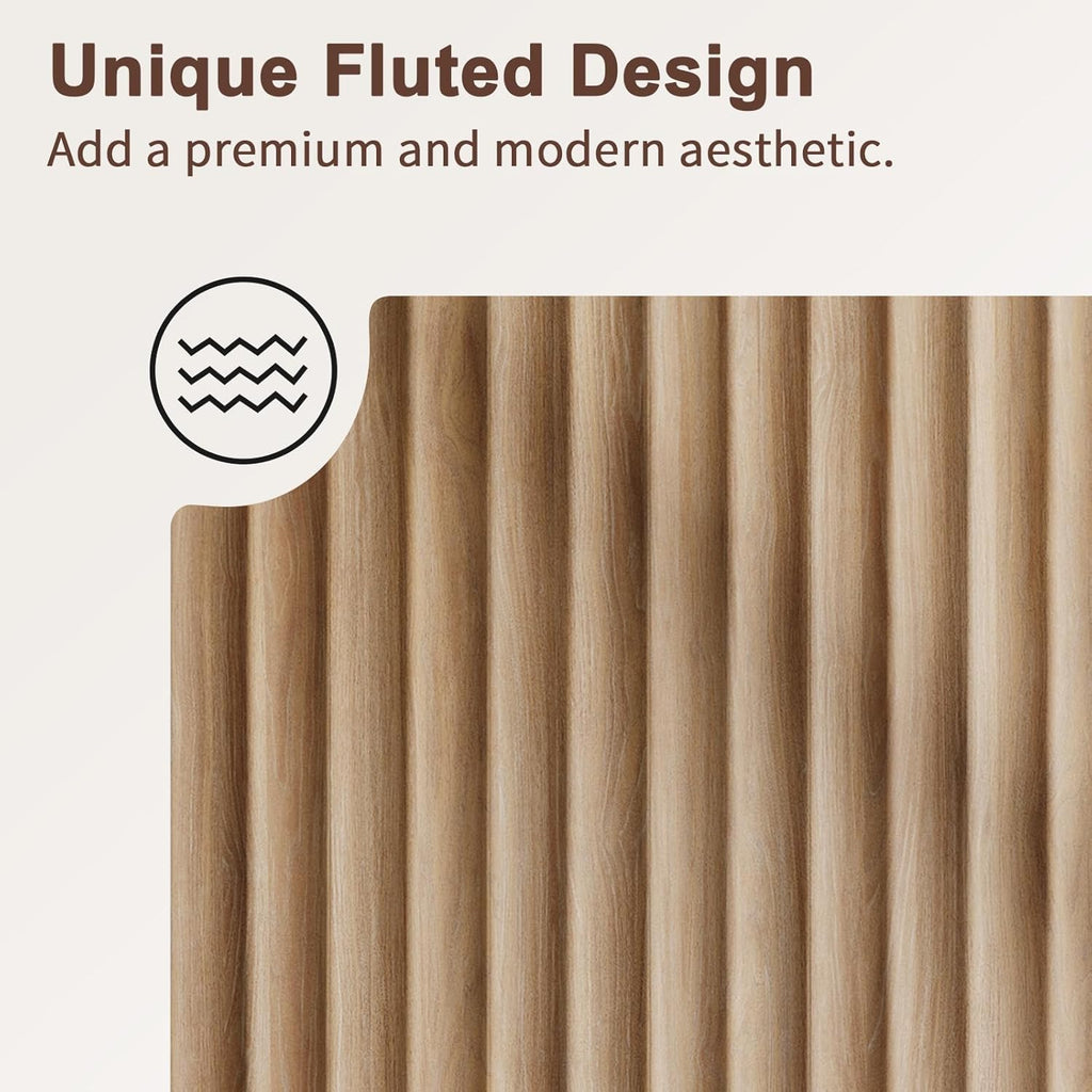 Fluted Buffet Cabinet with Storage Accent Sideboard,Modern Credenza with 4 Doors & Adjustable Shelves,Wood Coffee Bar
