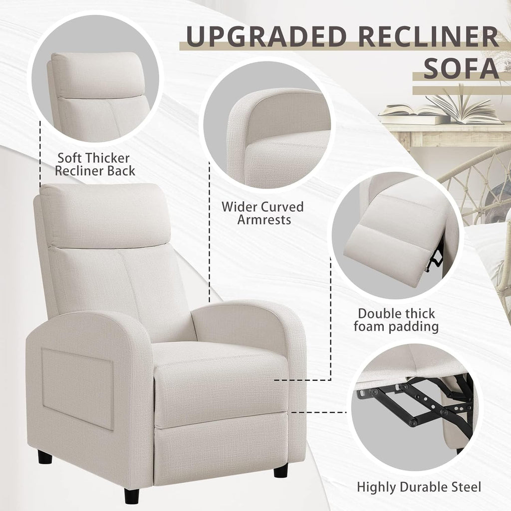 Recliner Chair Adjustable Home Theater Single Recliner Sofa Furniture with Thick Seat Cushion and Backrest Modern