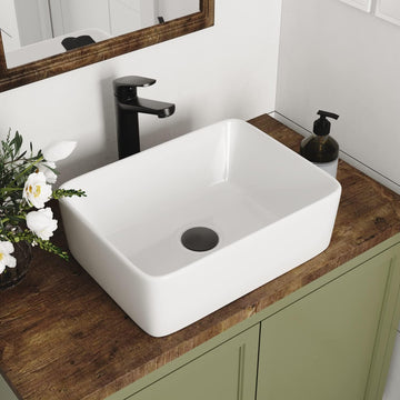 Rectangle Vessel Sink Liberty 16" x 12'' White Bathroom Sinks Ceramic Above Counter Sink Bowl