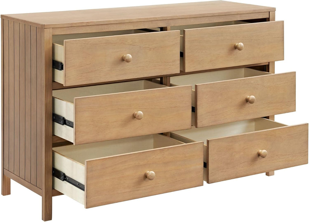 Everlee 6 Drawer Dresser, Honey Wood