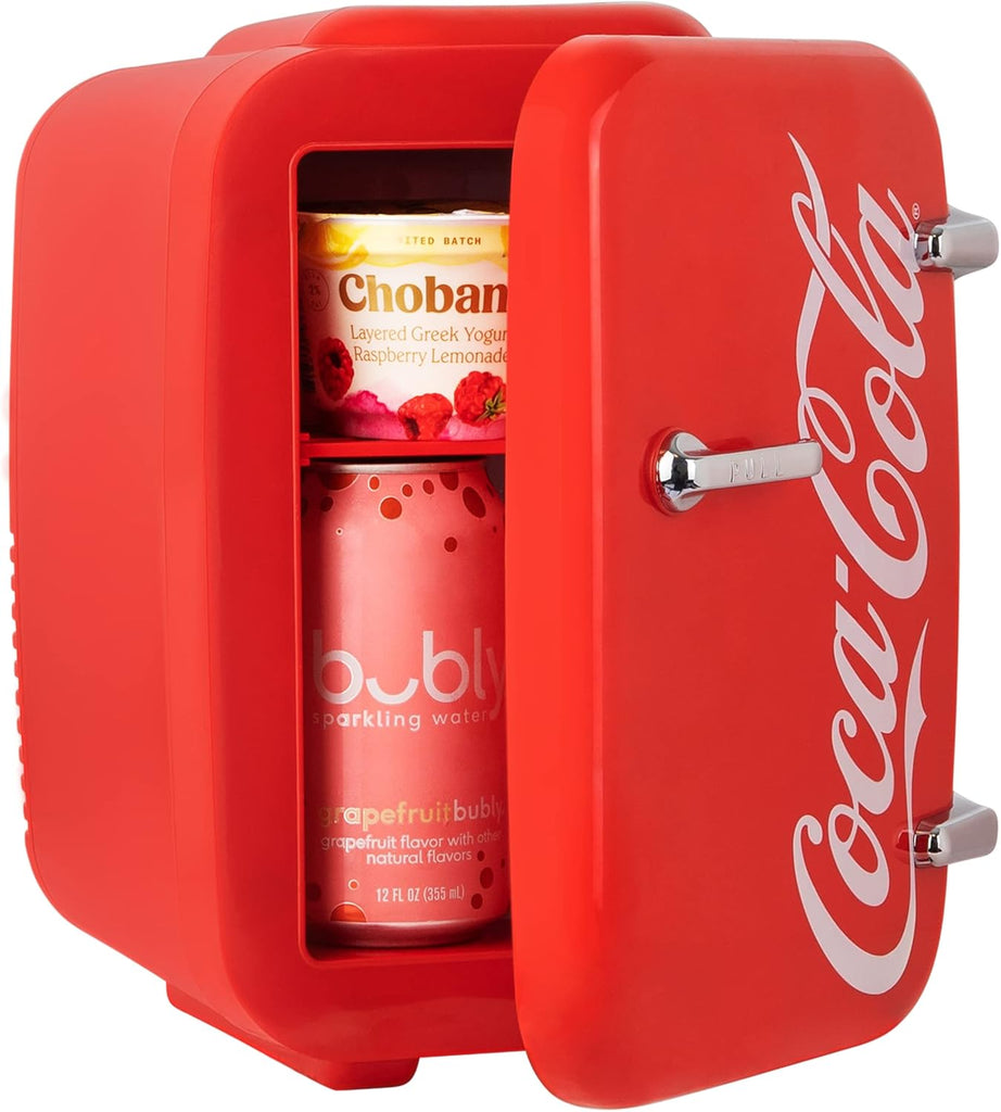 Retro Mini Fridge for Bedroom - Car, Office Desk & College Dorm Room - 4L/6 Can 12V Portable Cooler & Warmer for Food