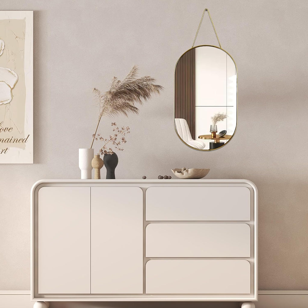 Oval Wall Mirror, Gold, Oval Shape, s and More (16x9.2 inch)