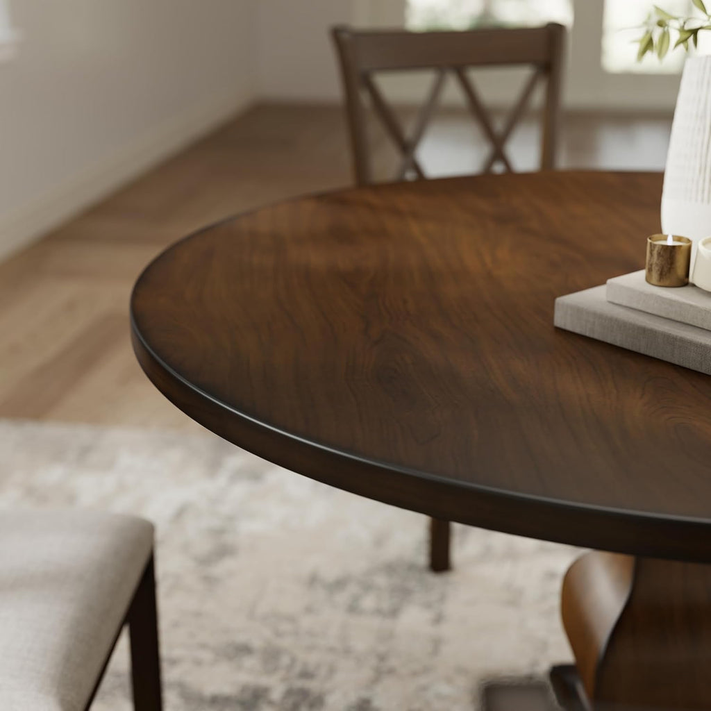 Havre Pedestal Base Round Dining Table, Espresso