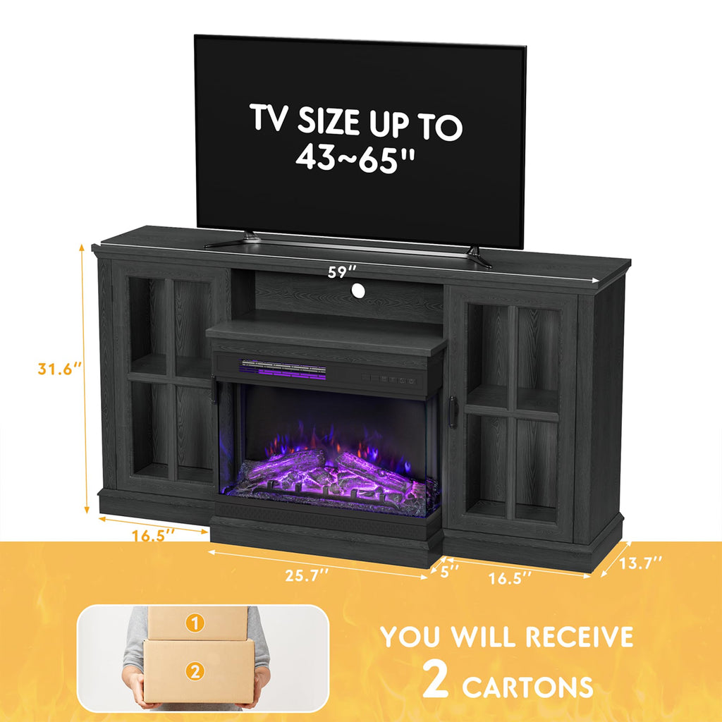 Up to 65", 3-Sided Glass, Black