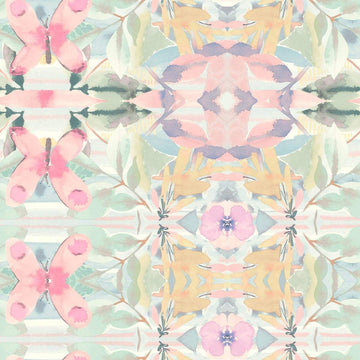 RMK10853WP Pink Synchronized Geometric Peel and Stick Wallpaper 20.5" x 16.5 feet, White