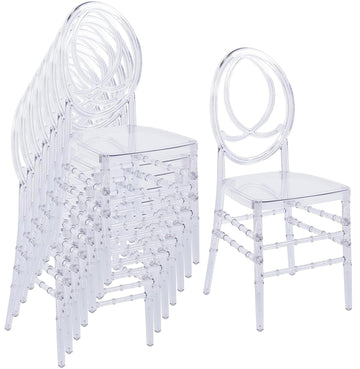 Clear Acrylic Ballroom Chairs, Modern Dining Chairs Set of 12, Accent Event Ghost Chairs for Wedding Party Event
