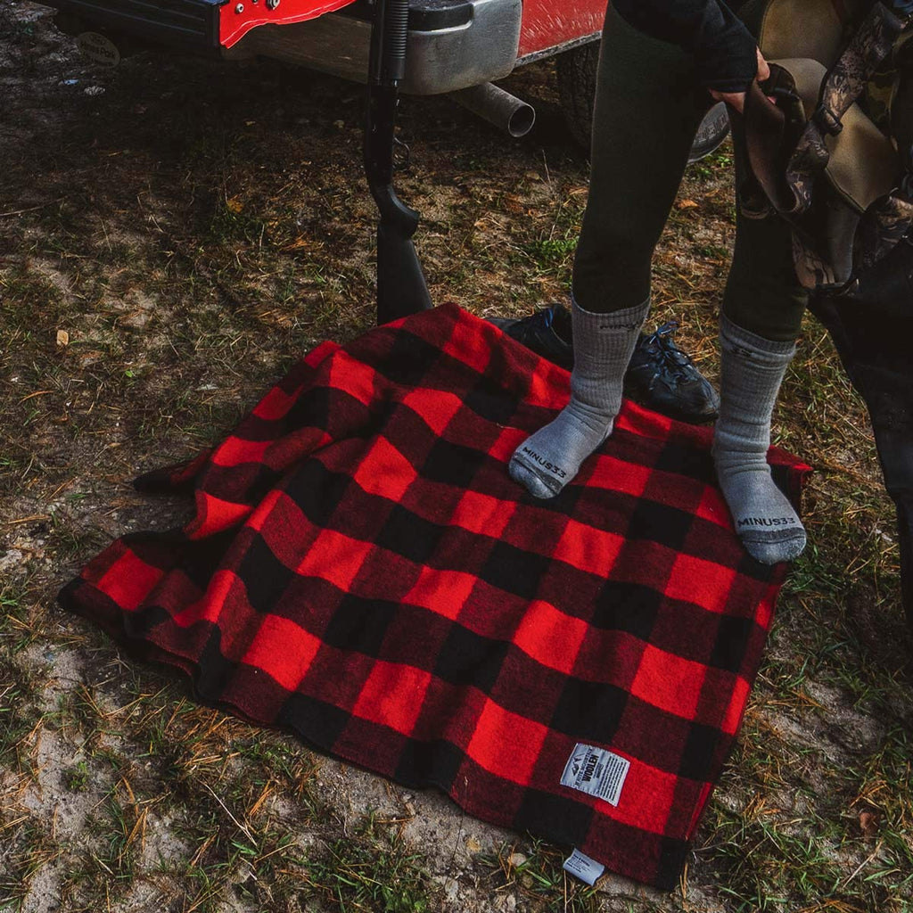 Lodge Twin Blanket - 80% Recycled Wool - Buffalo Plaid - Warm Throw Blanket - Thick - Washable - 65W x 90L - Green