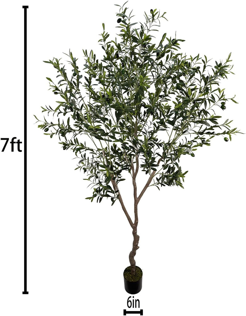Olive Tree 7ft(82in,2200+Uv Protection Leaf) Tall,Faux Olive Tree Indoor Artificial Tree for Modern Home Office