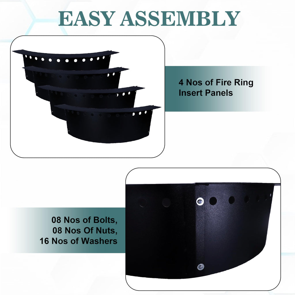 Smokeless Fire Pit Insert - Steel 36" Round Foldable Fire Pit Ring with Air Vents and Coller Support - DIY Fire Ring