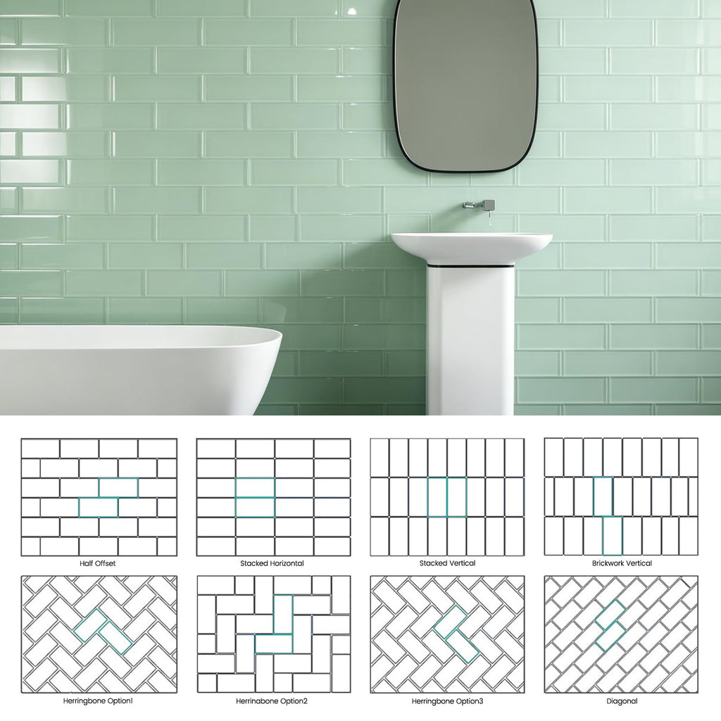 Light Green Glass Subway Tile, Glass Kitchen Shower Backsplash Wall, 4 x 12 Inches, 12Pcs, 4 Sq.Ft.