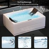 Whirlpool Bathtub 2 Person Jetted Bathtub 71" Massage Whirlpool Tub with 18 Water Jets+20 Air Jets,3 Sided Apron