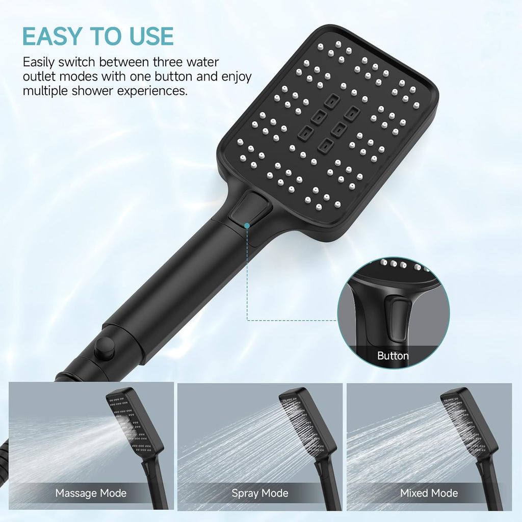 Rain Shower Head with Handheld Spray Combo Set, Adjustable 12" Rainfall Dual Shower Head, Double&Tandem Shower Head