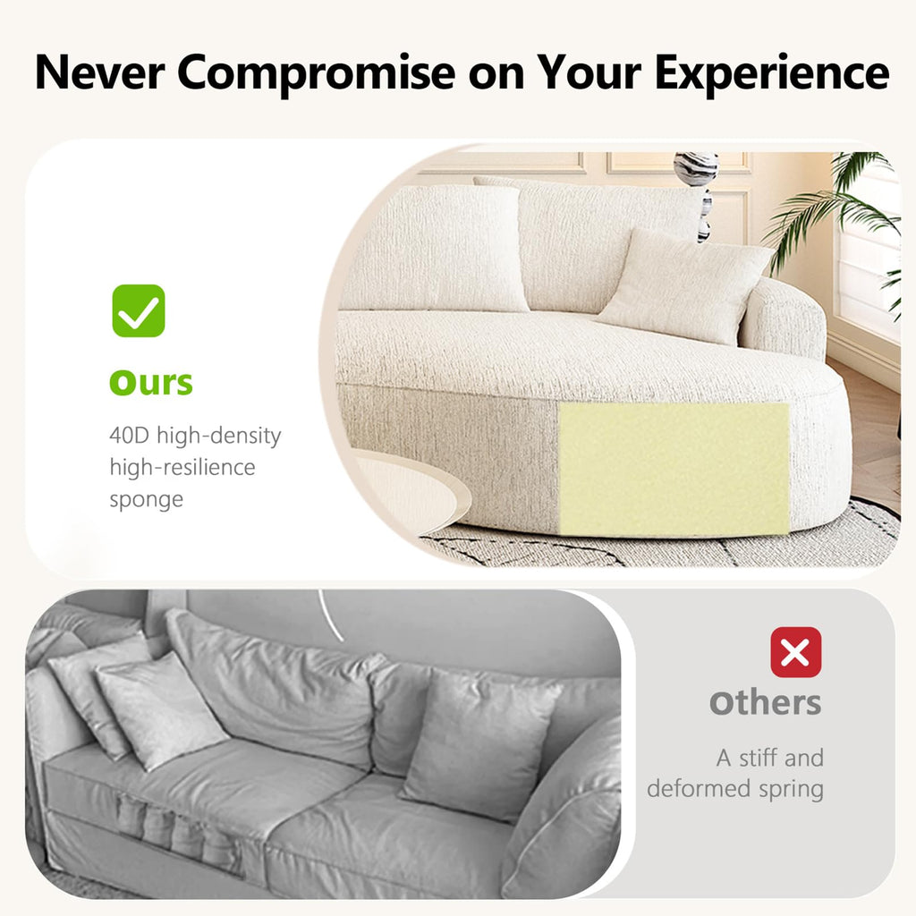 115-inch L-Shaped Luxurious Modern Contoured Curved-Back, a Seamless Boneless Design with Curved Silhouette, Ideal