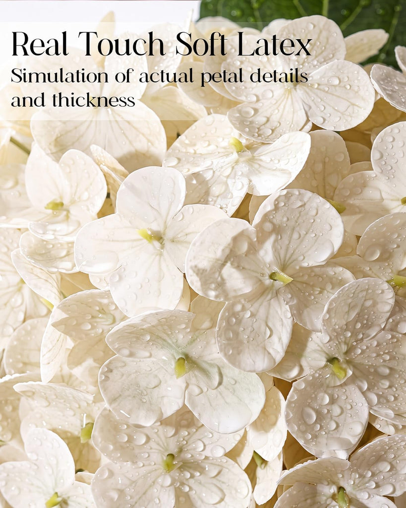 Hydrangea Artificial Flowers with Vase, Real Touch Latex Fake Hydrangeas with Faux Water and Leaves, Realistic Faux