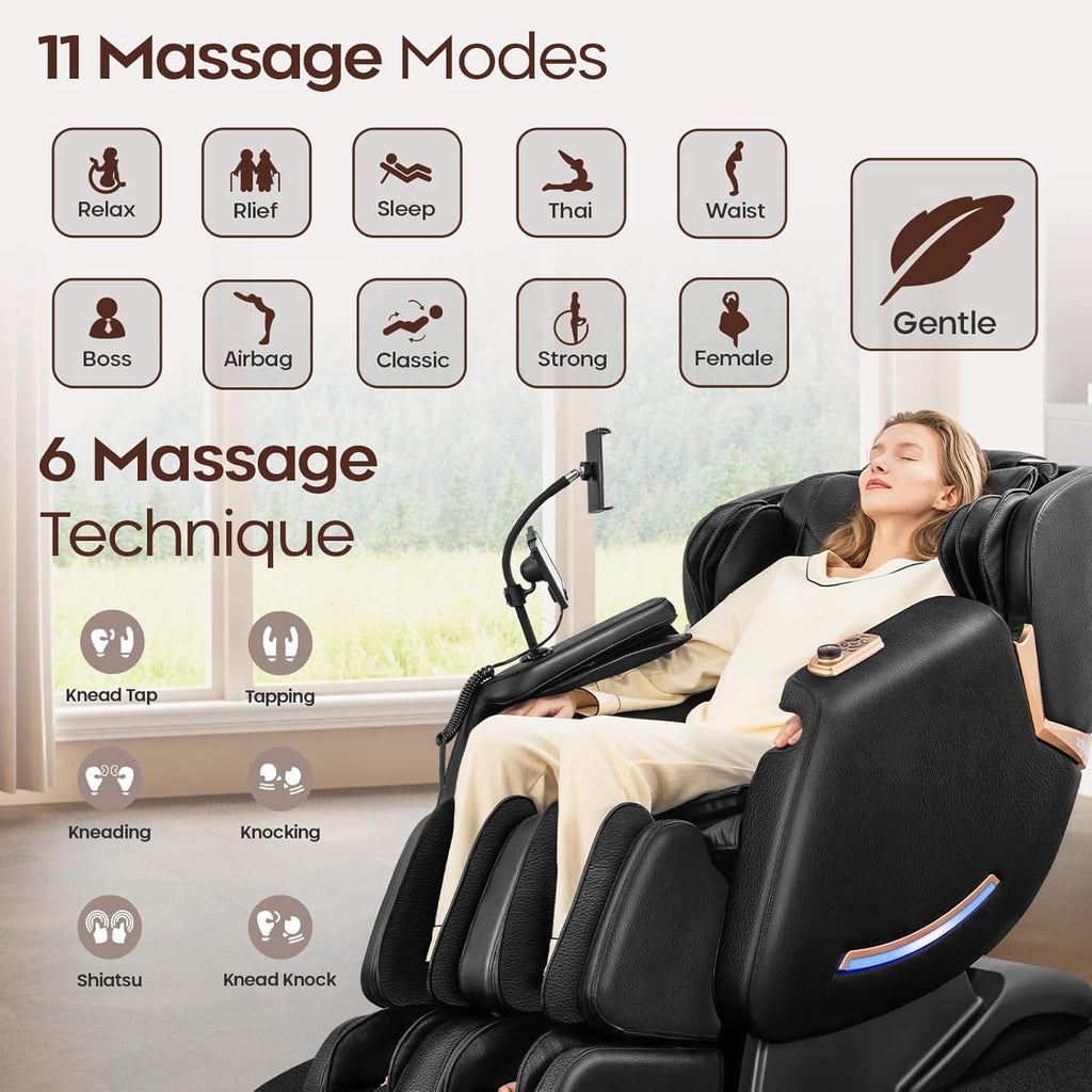4D Massage Chairs Full Body - 53.5 Extend Sl Track Shiatsu Massage Chair - Zero Gravity Massage Chair,Core Heating &