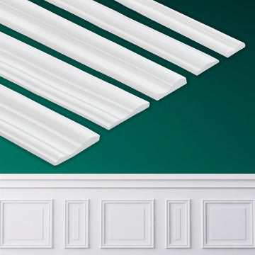 Peel and Stick Wall Molding, Chair Rail Wainscoting Panel, Finish Trim Decoration (Paintable White, 9.8ft x 0.9in)