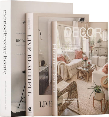 Aesthetic Decorative Books,Set of 3 Stylish Fake Books Storage Box | Modern Faux Books for Decoration,Decor Books Set
