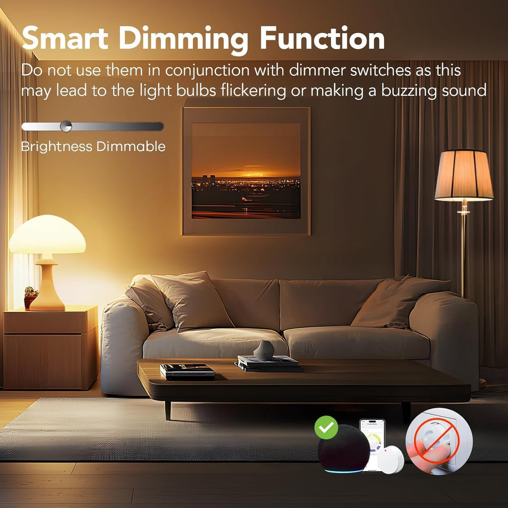 Smart Light Bulb,1200 Lumens BR30 Smart Flood Light Bulbs Work with App, Alexa, Google Home, RGBTW Color