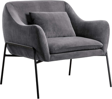 Karen Modern Velvet Upholstery Accent Chair, 44.1" W, Grey