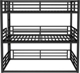 Heavy Duty Triple Bunk Bed, Queen Over Full XL Over Queen 3 Bunk Beds with Ladders