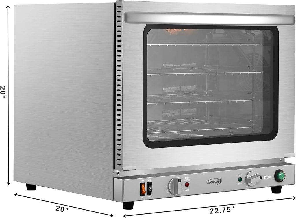 23 in. Commercial Countertop Convection Oven for Half-Size Pans with 4 Racks 2800W of Power and Steam Injection, 240V