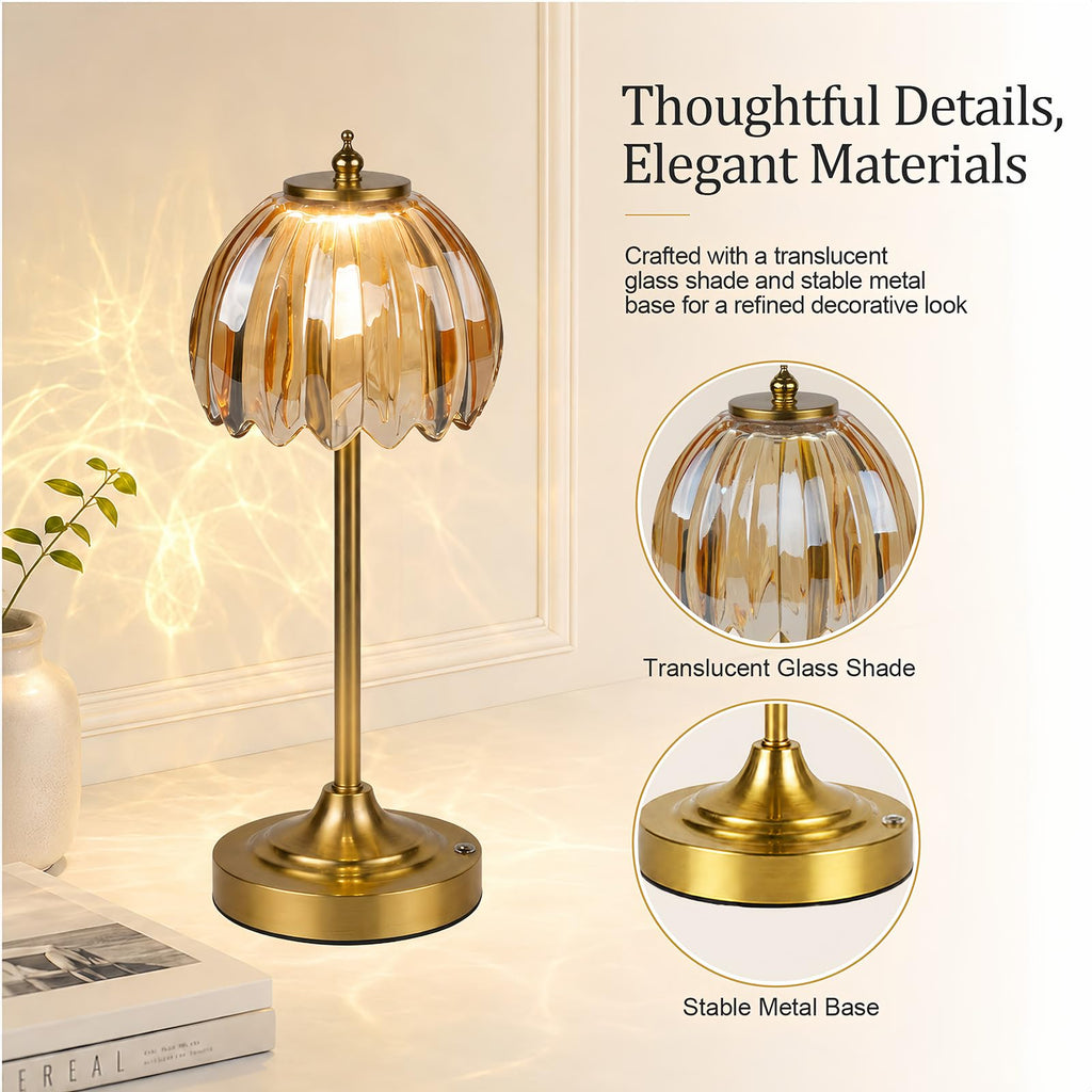 Rechargeable Cordless Table Lamp, 3 Color Temps & Stepless Dimming