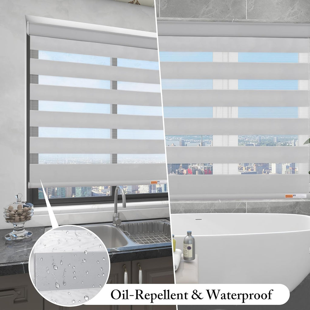Corded Zebra Blinds for Windows Blackout Dual Layer Privacy Shades for Indoor Windows Light Control for Day and Night