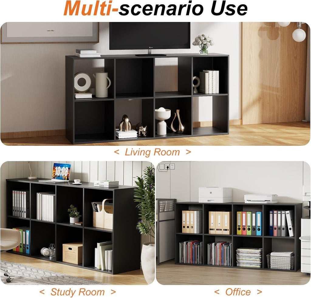 8 Cube Storage Organizer - Open Cube Bookshelf with 4 Removable Back Panels, Display Storage Bookcase, Entrance Hall