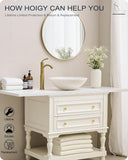 Gold Vessel Sink Faucet, Brass Tall Bathroom Sink Faucet One Hole with 1 Handle, Pop Up Drain