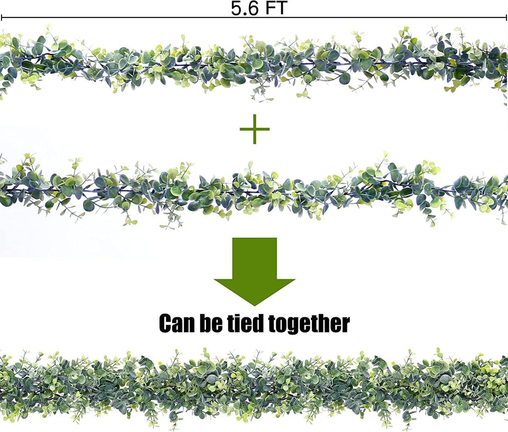 Artificial Eucalyptus Garland 8 Pack Fake Eucalyptus Greenery Garland Faux Hanging Plants Artificial Vines, 5.6 - Set of 8
