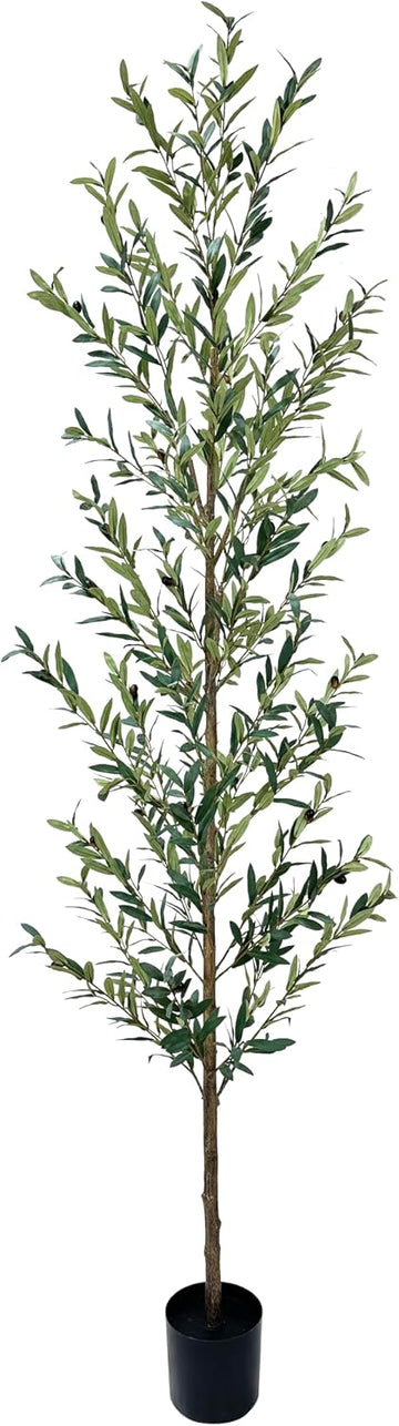 Olive Tree, 9FT Fake Olive Tree with Potted, 108" Faux Silk Olive Tree Tall Outdoor Plant with Olive Garden Decor