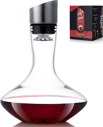Wine Decanter,Red Wine Carafe,Decanter with Built-in Aerator Pourer, 100% Hand Blown Lead-free Crystal Glass