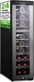 24 Bottle Wine Fridge | Dual Zone Wine Chiller | Adjustable Temperature 41°F to 