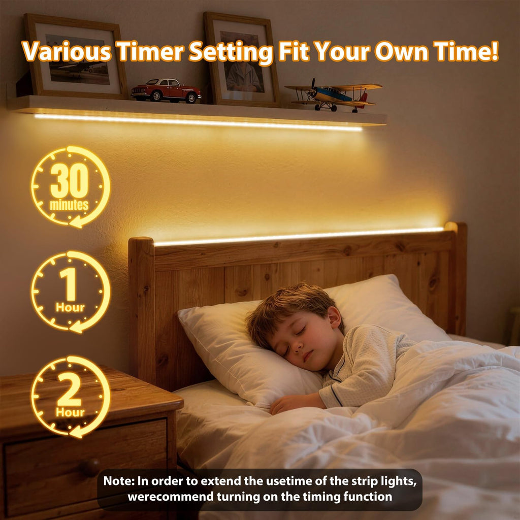 3 Pack 9.9FT Under Cabinet Lights Battery Powered with Remote, 12 Modes, Self-Adhesive, Flexible, Dimmable, Timer