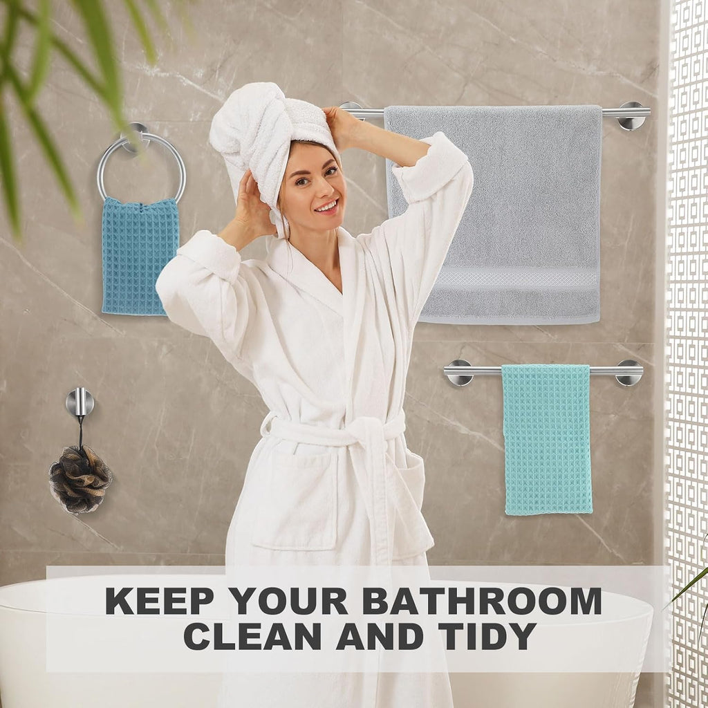 15 Pcs Brushed Nickel Bathroom Accessories Hardware Set Silver Towel Racks SUS304 Stainless Steel 23.6 Inch Brushed