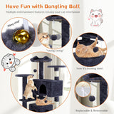 54 Inch Cat Tree Tower, Multi-Level Tower with Cat Scratching Post, Indoor Cat Condo with Climbing Ladder, Plush Toy